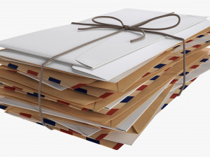 Envelope Stack Tied Up 3D Model