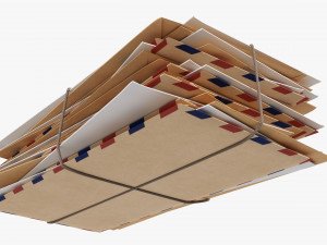 Envelope Stack Tied Up 3D Model