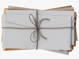 Envelope Stack Tied Up 3D Model