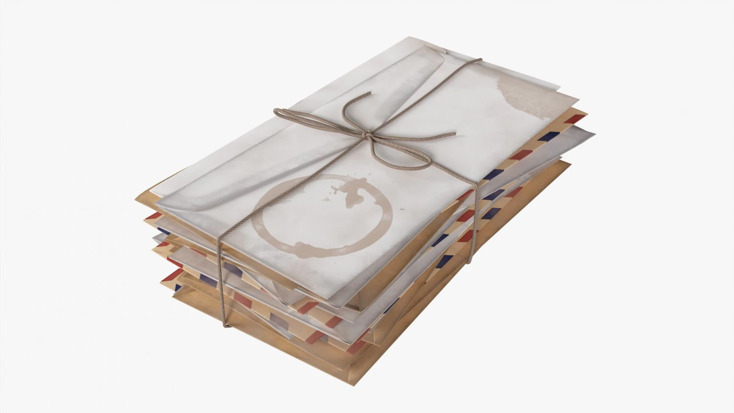 Envelope Stack Tied Up Dirty 3D Model .c4d .max .obj .3ds .fbx .stl .blend 