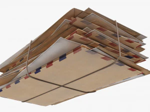 Envelope Stack Tied Up Dirty 3D Model