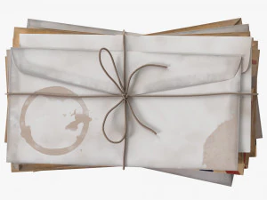 Envelope Stack Tied Up Dirty 3D Model
