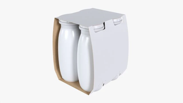 Пляшки для кисломолочних напоїв по 4 шт 3D Модель .c4d .max .obj .3ds .fbx .stl .blend 