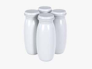 Fermented Milk Drink Bottles 4-Pack Model 3D