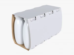 Bouteilles de boissons au lait ferment&eacute;, paquet de 8 Modèle 3D