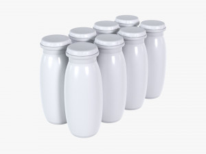 Fermented Milk Drink Bottles 8-Pack 3D 모델