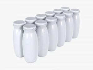 Fermented Milk Drink Bottles 12-Pack 3D Model