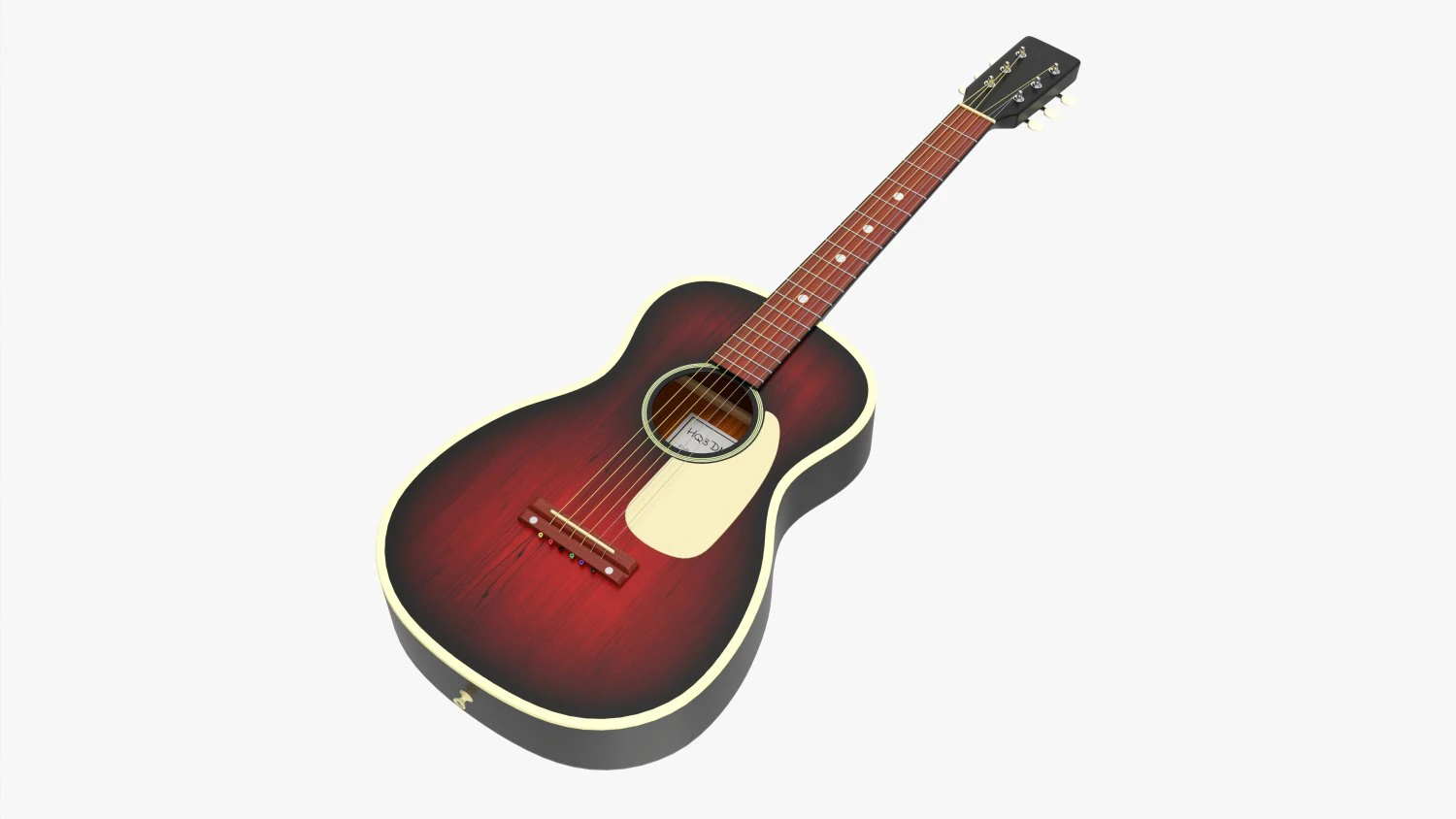 Folk Acoustic Guitar 01 3D Model .c4d .max .obj .3ds .fbx .stl .blend 