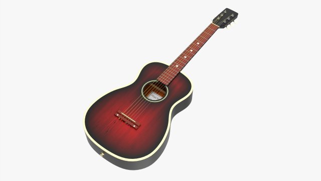 Folk Acoustic Guitar 02 Model 3D .c4d .max .obj .3ds .fbx .stl .blend 