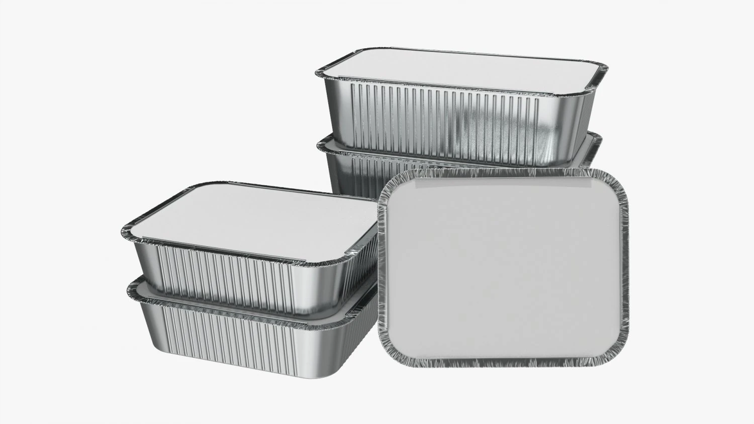 Food Foil Tray Set 3D Model .c4d .max .obj .3ds .fbx .stl .blend 