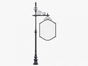 Forged Column With Hanging Board 01 3D Model