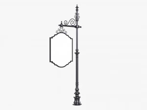 Forged Column With Hanging Board 01 3D Model