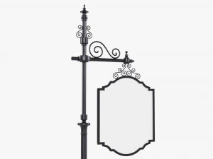 Forged Column With Hanging Board 01 3D Model