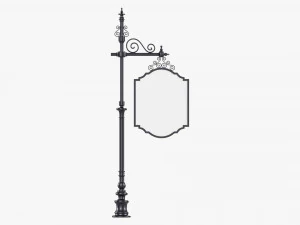 Forged Column With Hanging Board 01 3D Model
