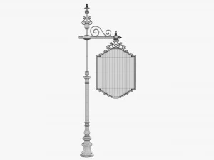Forged Column With Hanging Board 01 3D Model