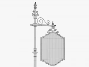 Forged Column With Hanging Board 01 3D Model