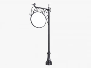 Forged Column With Hanging Board 02 3D Model