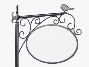 Forged Column With Hanging Board 02 3D-Modell