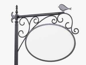 Forged Column With Hanging Board 02 3D Model