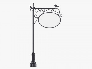 Forged Column With Hanging Board 02 3D-Modell