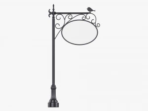 Forged Column With Hanging Board 02 3D Model