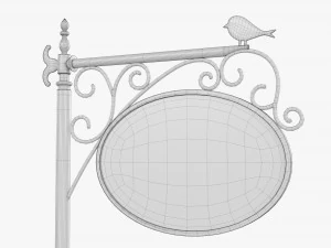 Forged Column With Hanging Board 02 3D Model