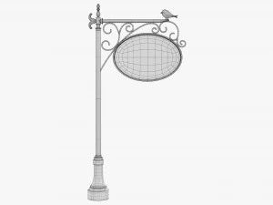 Forged Column With Hanging Board 02 3D Model