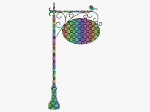 Forged Column With Hanging Board 02 3D Model