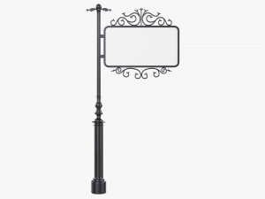 Forged Column With Hanging Board 03 3D Model