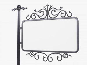Forged Column With Hanging Board 03 3D 모델