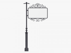 Forged Column With Hanging Board 03 3D 모델