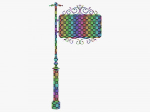 Forged Column With Hanging Board 03 3D 모델