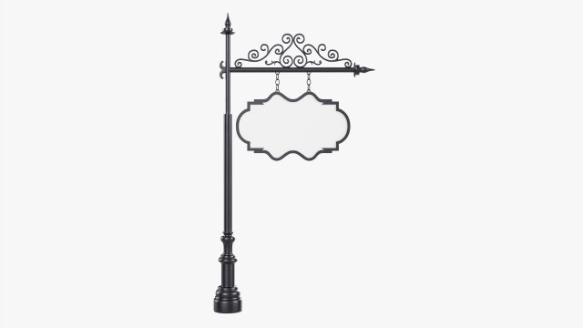 Forged Column With Hanging Board 05 3D Model .c4d .max .obj .3ds .fbx .stl .blend 