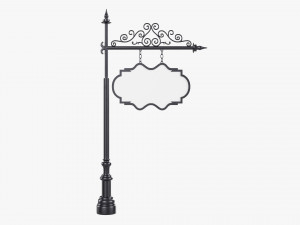 Forged Column With Hanging Board 05 3D Model