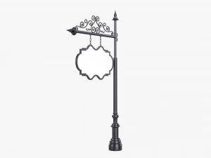 Forged Column With Hanging Board 05 3D Model