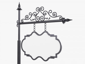 Forged Column With Hanging Board 05 3D Model
