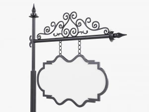 Forged Column With Hanging Board 05 3D Model
