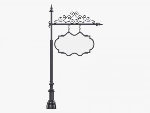 Forged Column With Hanging Board 05 3D Model