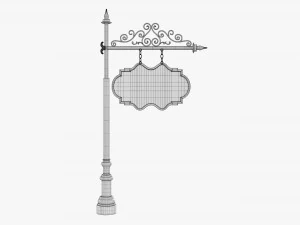 Forged Column With Hanging Board 05 3D Model