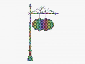 Forged Column With Hanging Board 05 3D Model