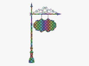 Forged Column With Hanging Board 05 3D Model