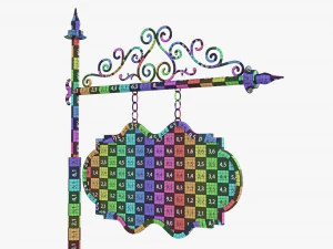 Forged Column With Hanging Board 05 3D Model