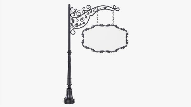 Forged Column With Hanging Board 06 3D Модель .c4d .max .obj .3ds .fbx .stl .blend 