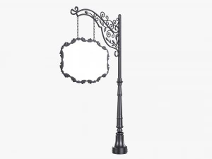 Forged Column With Hanging Board 06 3D Model