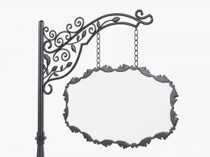 Forged Column With Hanging Board 06 3D Model