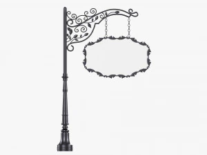 Forged Column With Hanging Board 06 3D Model