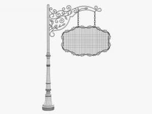 Forged Column With Hanging Board 06 3D Model