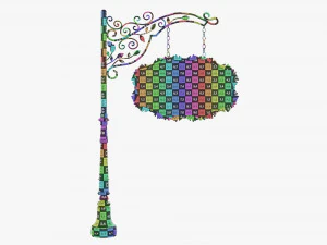 Forged Column With Hanging Board 06 3D Model