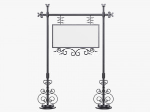 Forged Column With Hanging Board 07 3D Model