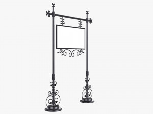 Forged Column With Hanging Board 07 3D Модель